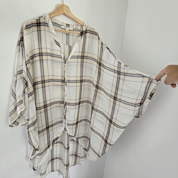 Forever 21 High Low Oversize Check Blouse Medium - Picture 6 of 13